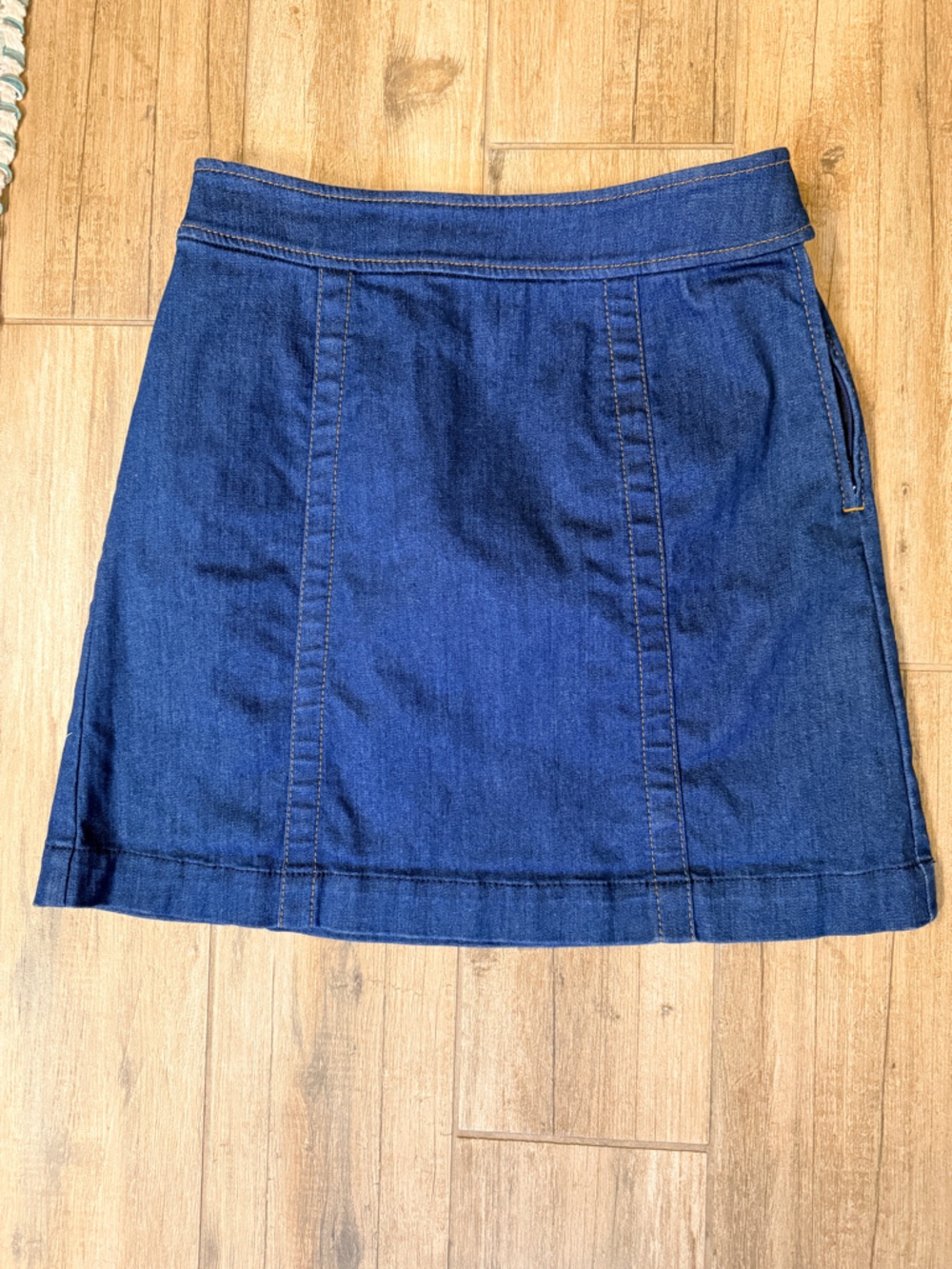 LOFT Dark Blue Denim A-Line Skirt